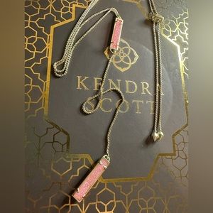 Kendra Scott Lilly Long Y Lariat Adjustable Necklace Gold Light Pink Drusy